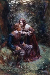 She put her pure bright lips, half smiling, half prone to reply to tears, against my forehead, lined with trouble, doubt and eager longing